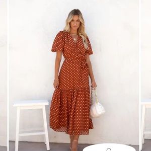 Vici polka dot midi dress. NEVER WORN. I bought it for $78.